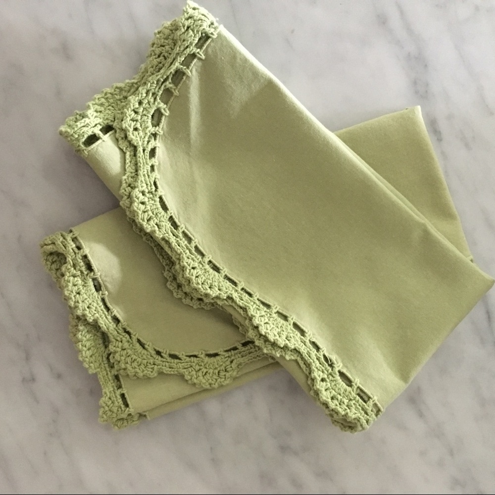 Anthropologie vintage napkins with crochet edge